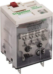 Square D - 11 Pins, 1.7 VA Power Rating, Ice Cube Electromechanical Plug-in General Purpose Relay - 15 Amp at 250 VAC, 3PDT, 120 VAC, 31mm Wide x 39mm High x 27mm Deep - Exact Tool & Supply