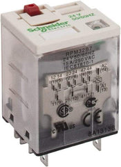 Square D - 11 Pins, 1.7 VA Power Rating, Ice Cube Electromechanical Plug-in General Purpose Relay - 15 Amp at 250 VAC, 3PDT, 24 VAC, 31mm Wide x 39mm High x 27mm Deep - Exact Tool & Supply