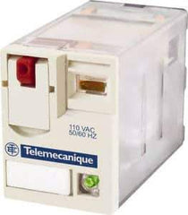 Schneider Electric - 1,500 VA Power Rating, Electromechanical Plug-in General Purpose Relay - 3 Amp at 250 VAC & 28 VDC, 6 at 250/277 VAC & 28 VDC, 8 Amp at 30 VDC, 4CO, 48 VAC at 50/60 Hz - Exact Tool & Supply