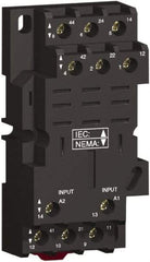 Square D - 11 Pins, 250 Volt, 16 Amp, 3PDT, Ice Cube Relay Socket - DIN Rail Mount, Screw Panel Mount, Screw Clamp Terminal - Exact Tool & Supply