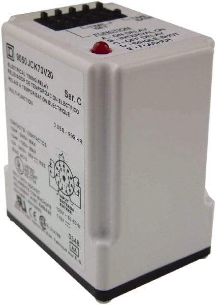 Square D - 999 min Delay, DPDT Time Delay Relay - 10 Contact Amp, 240 VAC - Exact Tool & Supply