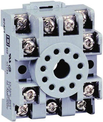 Square D - 11 Pins, 300 VAC, 5, 10 and 16 Amp, Octal Relay Socket - DIN Rail Mount, Panel Mount, 2 Tiers, Screw Clamp Terminal - Exact Tool & Supply