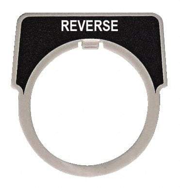 Square D - Half Round, Aluminum Legend Plate - Reverse - Black Background, White Letters, 1.18 Inch Hole Diameter - Exact Tool & Supply
