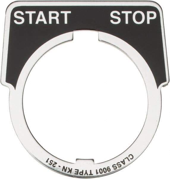 Square D - Metal Legend Plate - Start-Stop - Black Background, White Letters, 30mm Hole Diameter - Exact Tool & Supply