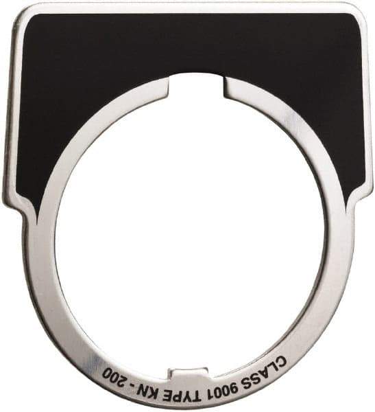 Square D - Metal Legend Plate - Jog - Black Background, White Letters, 30mm Hole Diameter - Exact Tool & Supply