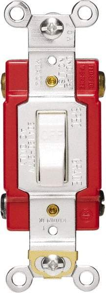 Cooper Wiring Devices - 2 Pole, 120 to 277 VAC, 20 Amp, Industrial Grade, Toggle, Wall and Dimmer Light Switch - 1.3 Inch Wide x 4.19 Inch High, Fluorescent - Exact Tool & Supply
