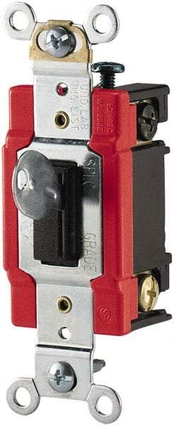 Cooper Wiring Devices - 1 Pole, 120 to 277 VAC, 20 Amp, Specification Grade, Key Lock, Wall and Dimmer Light Switch - 1.31 Inch Wide - Exact Tool & Supply