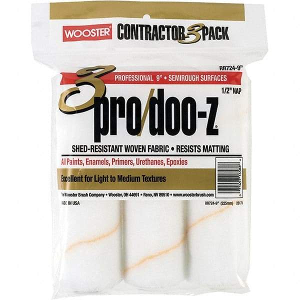 Wooster Brush - 1/2" Nap, 9" Wide Paint Roller - Semi-Rough Texture, Woven - Exact Tool & Supply