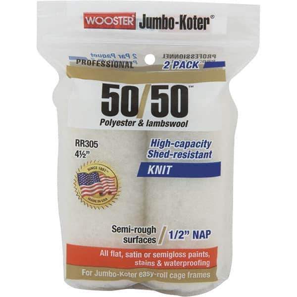 Wooster Brush - 1/2" Nap, 4-1/2" Wide Paint Mini Roller Covers - Semi-Rough Texture, Wool/Poly Blend - Exact Tool & Supply