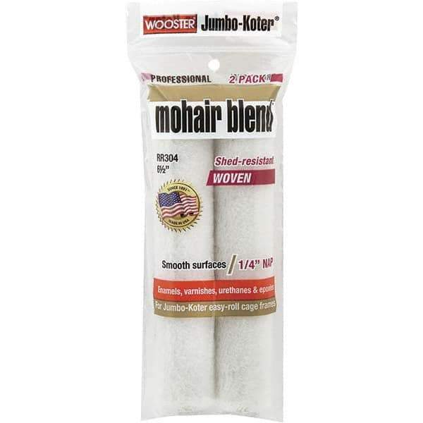 Wooster Brush - 1/4" Nap, 6-1/2" Wide Paint Mini Roller Covers - Smooth Texture, Mohair Blend - Exact Tool & Supply