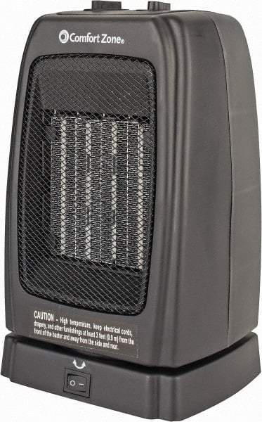Comfort Zone - 5,120 Max BTU Rating, Ceramic Heater - 12.5 Amps, 120 Volts - Exact Tool & Supply