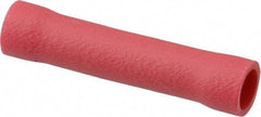 Thomas & Betts - 22 to 16 AWG Compatible, Vinyl Fully Insulated, Crimp-On Butt Splice Terminal - Copper Contacts, 0.986" OAL, Red - Exact Tool & Supply