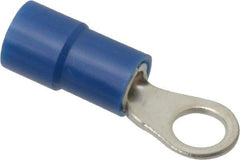 Thomas & Betts - 16-14 AWG Partially Insulated Crimp Connection Circular Ring Terminal - #8 Stud, 0.803" OAL x 0.26" Wide, Tin Plated Copper Contact - Exact Tool & Supply