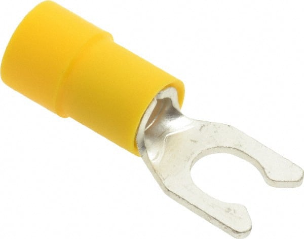 Thomas & Betts - #10 Stud, 12 to 10 AWG Compatible, Partially Insulated, Crimp Connection, Locking Fork Terminal - Exact Tool & Supply