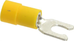 Thomas & Betts - #8 Stud, 12 to 10 AWG Compatible, Partially Insulated, Crimp Connection, Locking Fork Terminal - Exact Tool & Supply