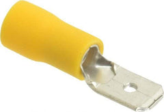 Thomas & Betts - 12 to 10 AWG, Vinyl, Fully Insulated, Male Wire Disconnect - 1/4 Inch Wide Tab, Yellow, RoHS Compliant, UL 94 V-0 - Exact Tool & Supply
