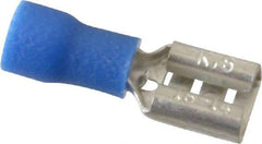 Thomas & Betts - 16 to 14 AWG, Vinyl, Fully Insulated, Female Wire Disconnect - 1/4 Inch Wide Tab, Blue, RoHS Compliant, UL 94 V-0 - Exact Tool & Supply