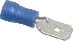 Thomas & Betts - 16 to 14 AWG, Vinyl, Fully Insulated, Male Wire Disconnect - 1/4 Inch Wide Tab, Blue, RoHS Compliant, UL 94 V-0 - Exact Tool & Supply