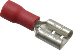 Thomas & Betts - 22 to 16 AWG, Vinyl, Fully Insulated, Female Wire Disconnect - 1/4 Inch Wide Tab, Red, RoHS Compliant, UL 94 V-0 - Exact Tool & Supply