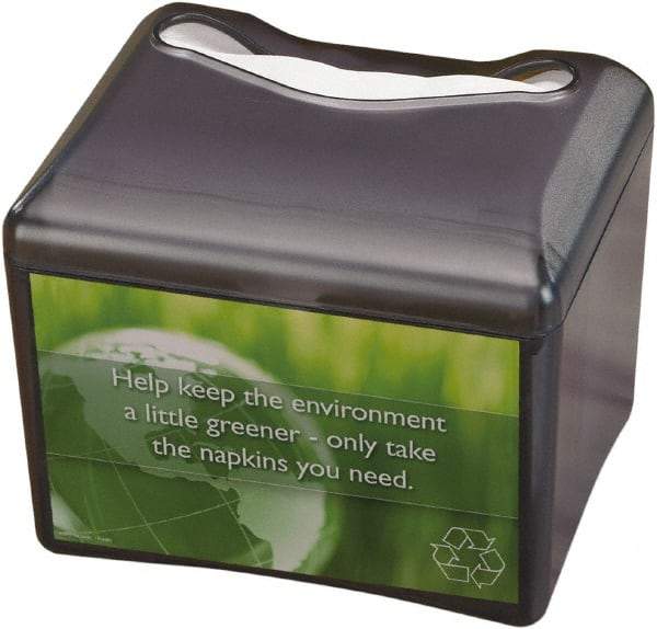 San Jamar - 6-1/2 x 6-1/8 x 6-7/8, Napkin Dispenser - Control Face with Advertising Insert, Black Pearl - Exact Tool & Supply