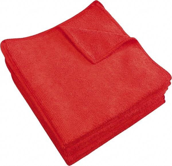 PRO-SOURCE - Reusable Microfiber Wipes - 14" x 14" Sheet Size, Red - Exact Tool & Supply