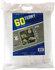 PRO-SOURCE - 14 Inch Long x 17 Inch Wide Virgin Terry Cotton Towels - White, Terry Cloth, Medium Lint, 60 Sheets per Pack - Exact Tool & Supply