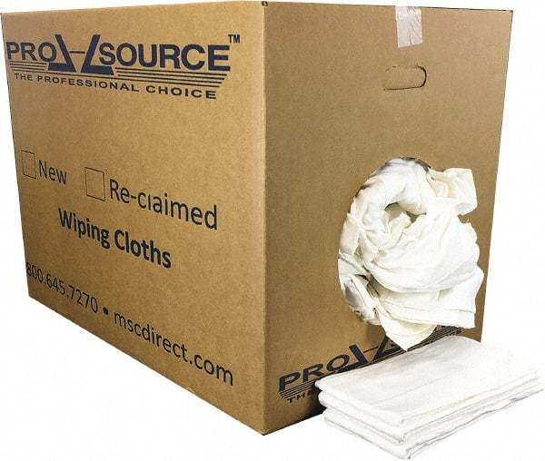 PRO-SOURCE - 12 Inch Long x 20 Inch Wide Virgin Cotton Diaper Rags - White, Knit, Lint Free, 50 Lbs. at 2 to 4 per Pound, Box - Exact Tool & Supply