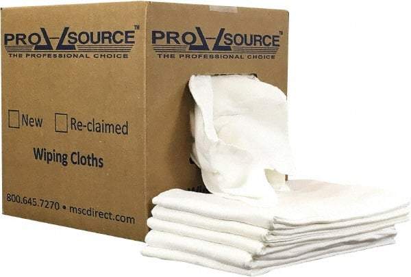 PRO-SOURCE - 12 Inch Long x 20 Inch Wide Virgin Cotton Diaper Rags - White, Lint Free, 5 Lbs. at 2 to 4 per Pound, Box - Exact Tool & Supply
