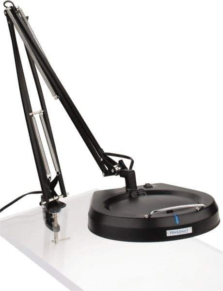 Value Collection - 50 Inch, Swing Arm, Clamp on, Fluorescent, Black, Magnifying Task Light - 32 Watt, 1.75x Magnification, 7 Inch Wide, 7 Inch Long - Exact Tool & Supply