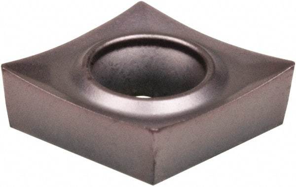 Kennametal - CCGT32.51 HP Grade KCU10 Carbide Turning Insert - AlTiN Finish, 80° Diamond, 3/8" Inscr Circle, 5/32" Thick, 1/64" Corner Radius - Exact Tool & Supply