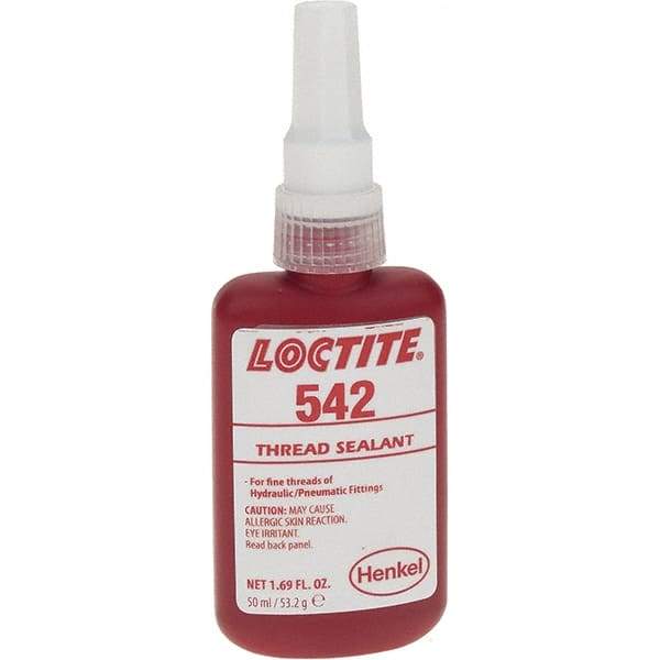 Loctite - 50 mL, Red, Medium Strength Thread Sealant - Series 542 - Exact Tool & Supply