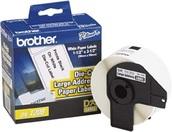 Brother - 1.4" Wide x 3-1/2" Long, White Paper Shipping Label - For PC Label Printers - Exact Tool & Supply