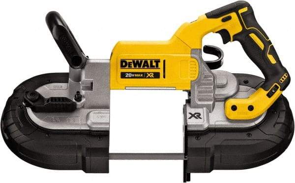 DeWALT - 20 Volt, 44-7/8" Blade, 490 SFPM Cordless Portable Bandsaw - 4-3/4" (Round) & 5" x 4-3/4" (Rectangle) Cutting Capacity, Lithium-Ion Battery Not Included - Exact Tool & Supply