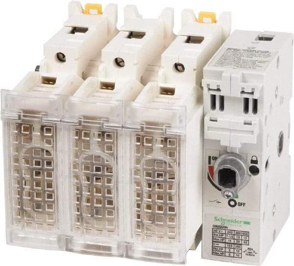 Schneider Electric - 3 Pole, 600 Volt, 60 Amp, Pressure Plate Fuse Holder - Compatible with J Class, 149mm Wide Fuse - Exact Tool & Supply