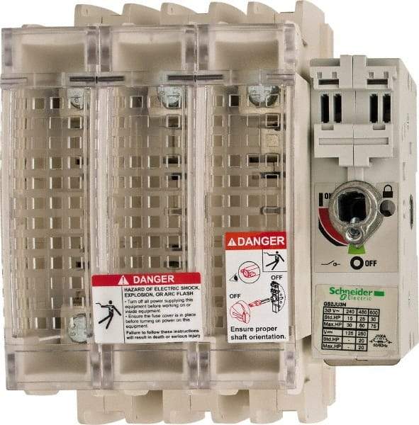 Schneider Electric - 3 Pole, 600 Volt, 100 Amp, Pressure Plate Fuse Holder - Compatible with J Class, 149mm Wide Fuse - Exact Tool & Supply