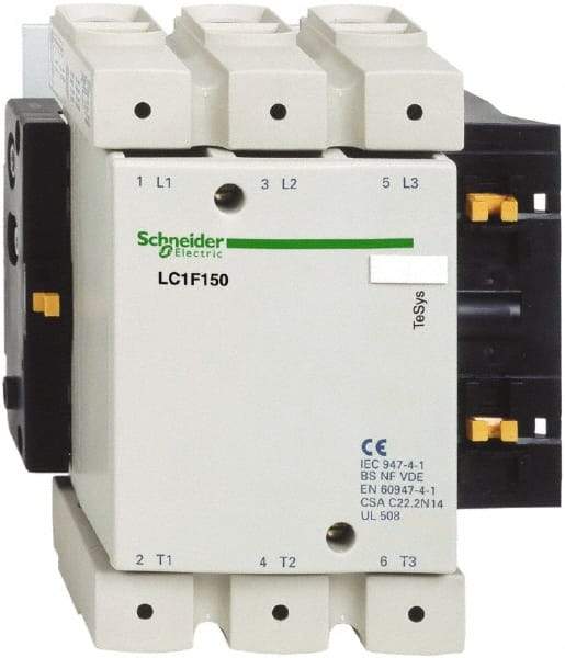 Schneider Electric - 3 Pole, 110 Coil VAC, 250 Amp at 440 VAC, Nonreversible IEC Contactor - Bureau Veritas, CCC, CSA, DNV, EN/IEC 60947-1, EN/IEC 60947-4-1, GL, JEM 1038, LROS, RINA, RMRoS, RoHS Compliant, UL Listed - Exact Tool & Supply
