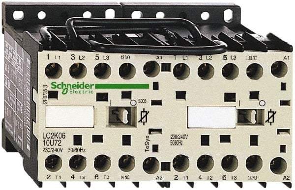 Schneider Electric - 3 Pole, 110 Coil VAC at 50/60 Hz, 6 Amp at 440 VAC, Reversible IEC Contactor - BS 5424, CSA, IEC 60947, NF C 63-110, RoHS Compliant, UL Listed, VDE 0660 - Exact Tool & Supply