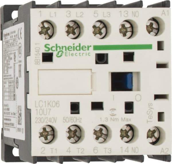 Schneider Electric - 3 Pole, 230 to 240 Coil VAC at 50/60 Hz, 6 Amp at 440 VAC, Nonreversible IEC Contactor - BS 5424, CSA, IEC 60947, NF C 63-110, RoHS Compliant, UL Listed, VDE 0660 - Exact Tool & Supply