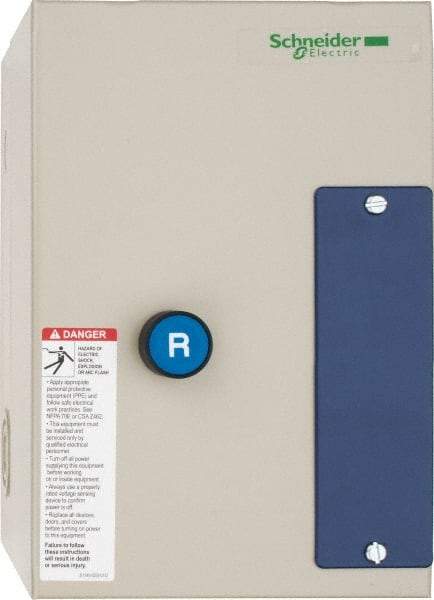 Schneider Electric - 3 Pole, 18 Amp, 120 Coil VAC, Nonreversible Enclosed IEC Motor Starter - 3 Phase Hp: 125 at 460 VAC, 125 at 575 VAC, 50 at 208 VAC, 60 at 230 VAC - Exact Tool & Supply