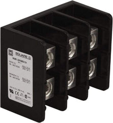 Square D - 3 Poles, 250 (Aluminium), 310 (Copper) Amp, Phenolic Power Distribution Block - 600 VAC, 1 Primary Connection - Exact Tool & Supply