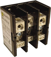 Square D - 3 Poles, 135 (Aluminium), 175 (Copper) Amp, Phenolic Power Distribution Block - 600 VAC, 1 Primary Connection - Exact Tool & Supply