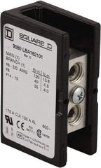 Square D - 3 Poles, 135 (Aluminium), 175 (Copper) Amp, Phenolic Power Distribution Block - 600 VAC, 1 Primary Connection - Exact Tool & Supply