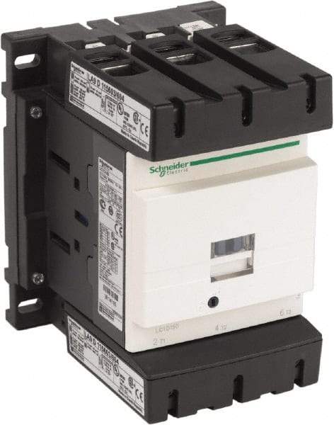 Schneider Electric - 3 Pole, 120 Coil VAC at 50/60 Hz, 150 Amp at 440 VAC, Nonreversible IEC Contactor - Bureau Veritas, CCC, CSA, CSA C22.2 No. 14, DNV, EN/IEC 60947-4-1, EN/IEC 60947-5-1, GL, GOST, LROS, RINA, RoHS Compliant, UL 508, UL Listed - Exact Tool & Supply
