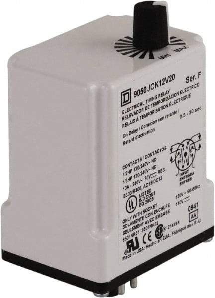 Square D - DPDT Time Delay Relay - 10 Contact Amp, 24 VAC/VDC - Exact Tool & Supply