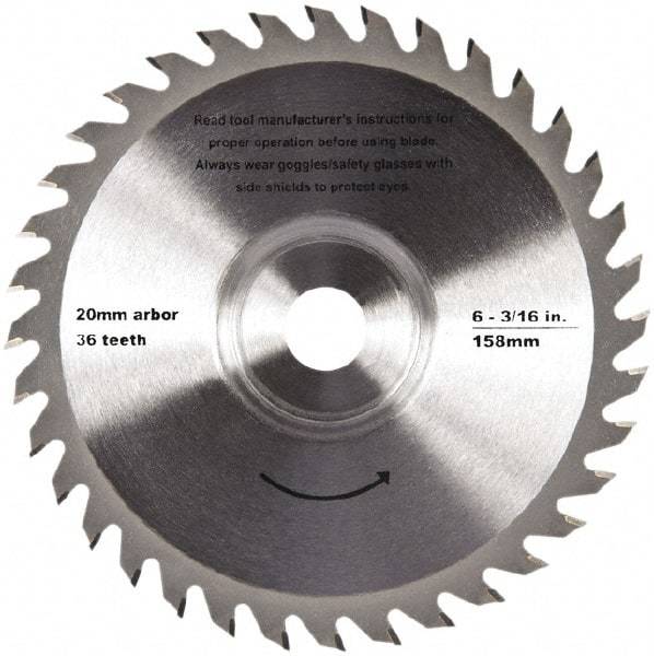 QEP - 6-3/16" Diam, 20mm Arbor Hole Diam, 36 Tooth Wet & Dry Cut Saw Blade - Tungsten Carbide-Tipped, Crosscut Action, Standard Round Arbor - Exact Tool & Supply