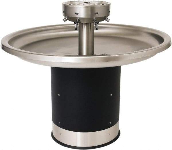 Acorn Engineering - Circular, Infrared Sensor, Floor Outlet Drain, 54" Diam, 8 Person Capacity, Stainless Steel & Vinylclad Galvanized Steel, Wash Fountain - 0.5 GPM - Exact Tool & Supply