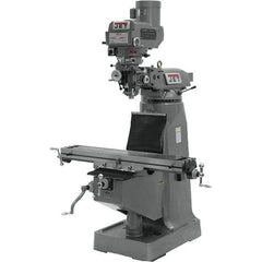 Jet - 9" Table Width x 49" Table Length, Variable Speed Pulley Control, 3 Phase Knee Milling Machine - R8 Spindle Taper, 3 hp - Exact Tool & Supply