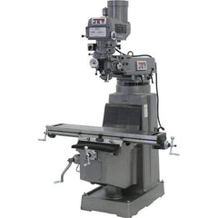 Jet - 10" Table Width x 50" Table Length, Variable Speed Pulley Control, 3 Phase Knee Milling Machine - R8 Spindle Taper, 3 hp - Exact Tool & Supply