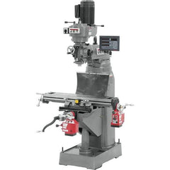 Jet - 7-7/8" Table Width x 35-3/4" Table Length, Variable Speed Pulley Control, 1 Phase Knee Milling Machine - R8 Spindle Taper, 1-1/2 hp - Exact Tool & Supply