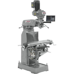 Jet - 7-7/8" Table Width x 35-3/4" Table Length, Variable Speed Pulley Control, 1 Phase Knee Milling Machine - R8 Spindle Taper, 1-1/2 hp - Exact Tool & Supply